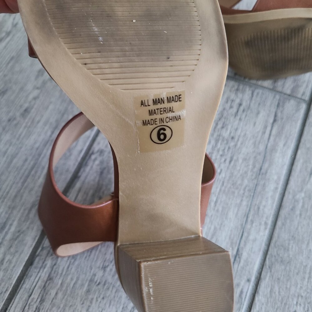 Soda womens wait heels open toe dress sandal cognac brown size 6 - Picture 9 of 10